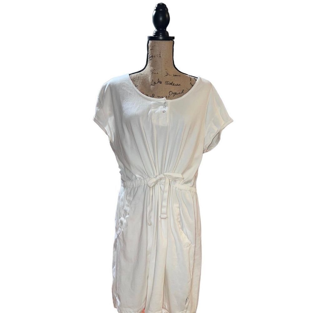 Woolrich Solid White Tie Waist Scoop Neck Short Sleeved Women’s Dress size XL